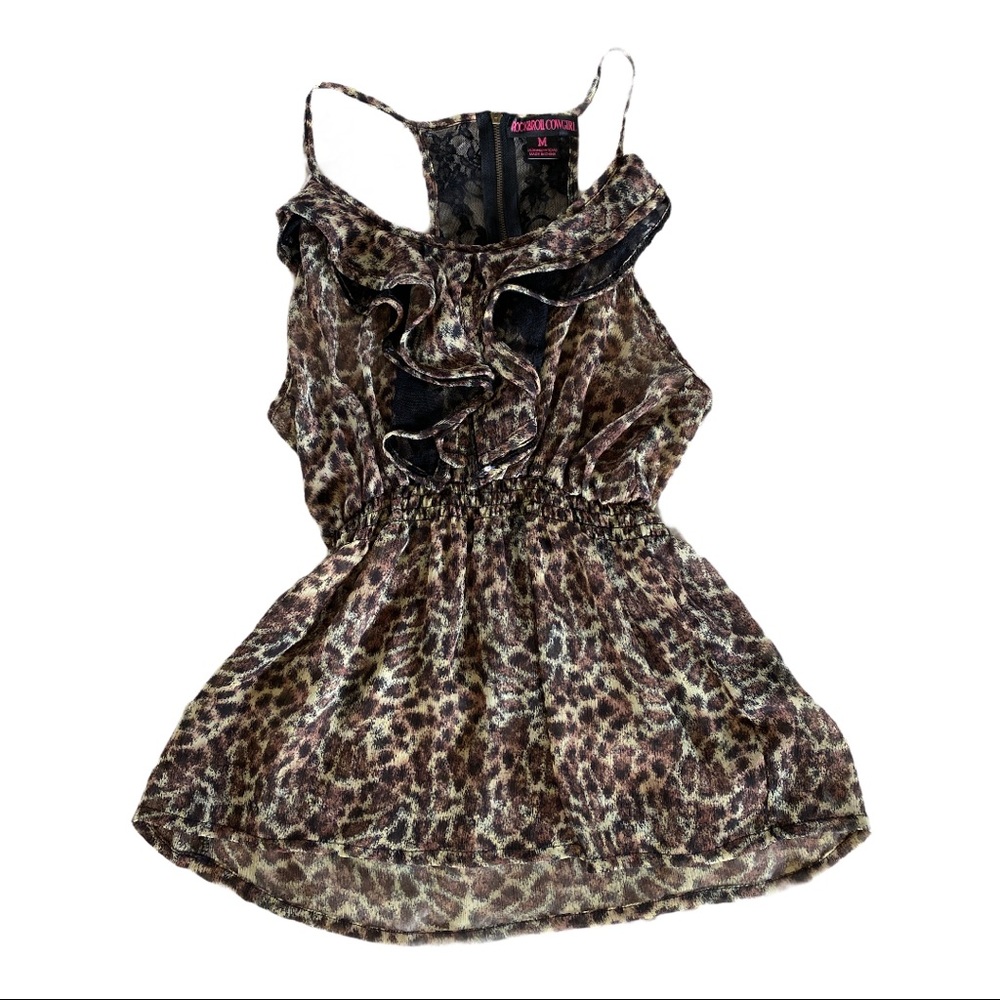 NWOT Rock&Roll Cowgirl Leopard top